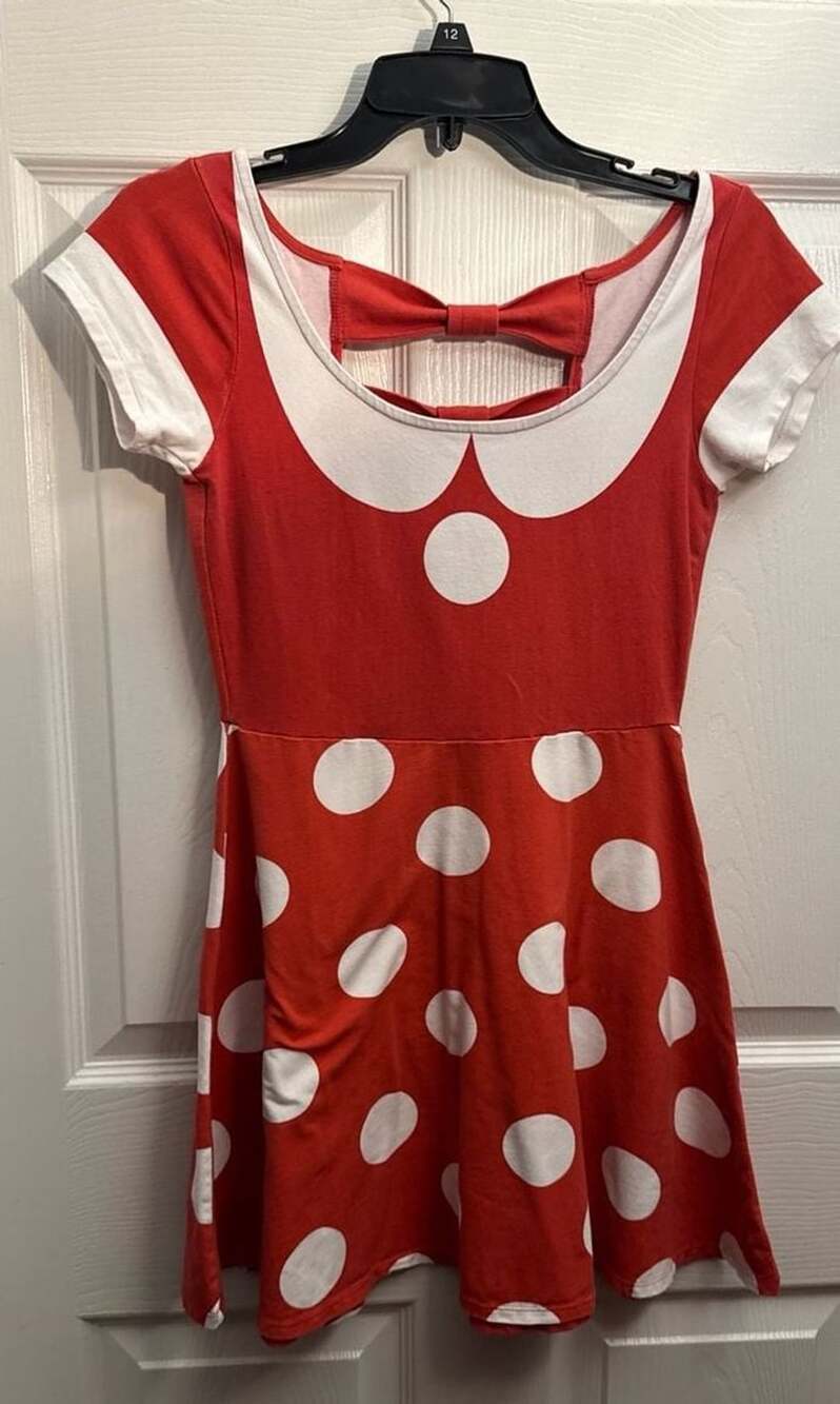 Disney Minnie Mouse Polka Dot Dress with Back Bows Size Medium